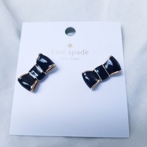 kate spade black & gold take a bow stud earrings
